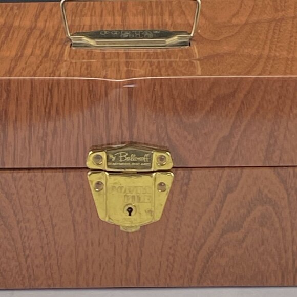 Vintage Ballonoff Porta File Metal Brown Woodgrain File Box - Picture 2 of 11